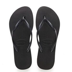 Havaianas Slim Black Flip Flops Women’s 11 Rubber Brazil NWT 🩴